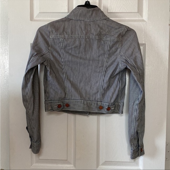 VTG Y2K Levis Pinstripe Train Conductor Jean Denim Jacket - Picture 5 of 13